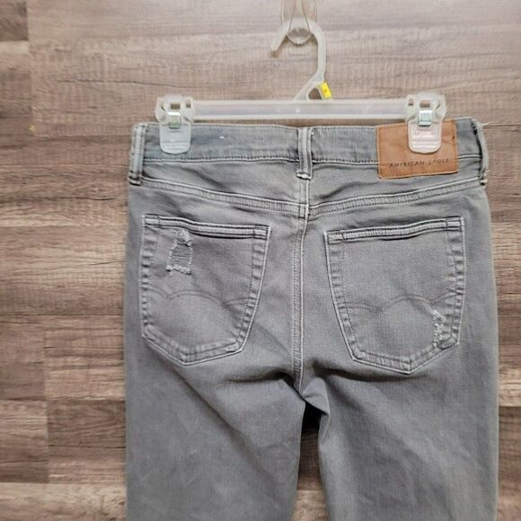 American Eagle Gray Mens 28X32 Airflex + Plus Skinny Jeans Denim Distressed - Picture 5 of 16